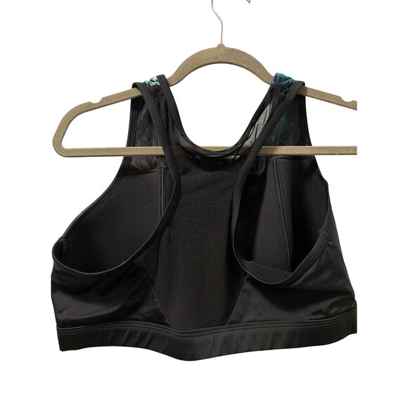 Cacique Swim By Cacique Black & Tropical Leaf Print Zip Front Sports Bra Size 20 - Picture 4 of 12